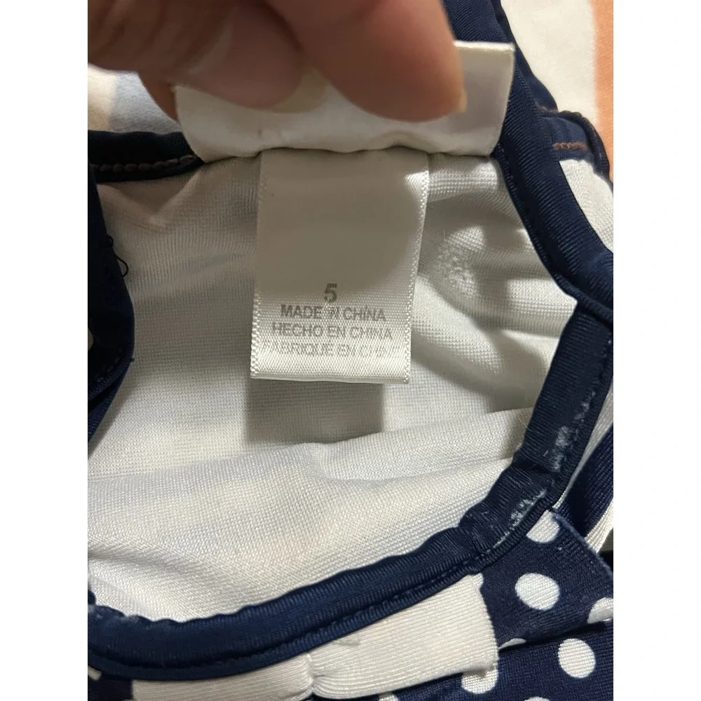 Flapdoodles Girls One Piece Swimsuit Size 5 Navy/White Striped 1 Piece